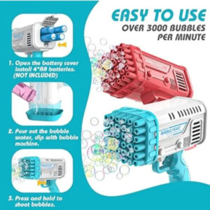 Bubble Machine Automatic Electric Gatling Bubble Guns Bubble Maker 32 Hole Bubble Gun